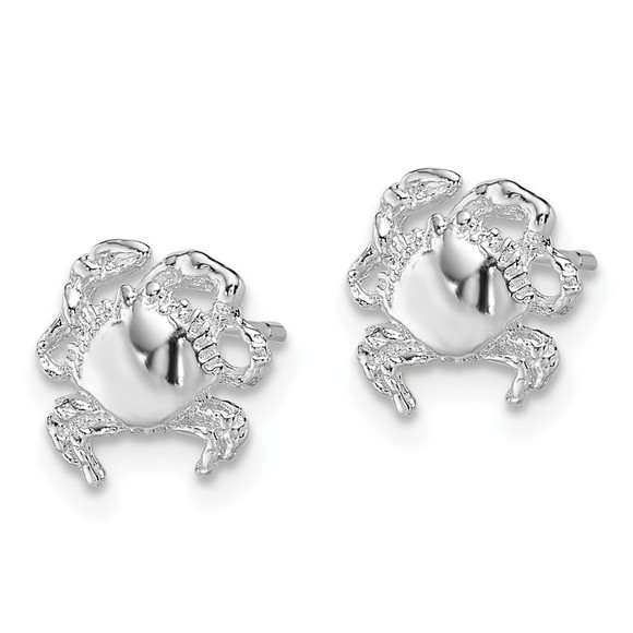 Million Charms 925 Sterling Silver Silver Rhodium-Plated Crab Post Earrings - Picture 2 of 4
